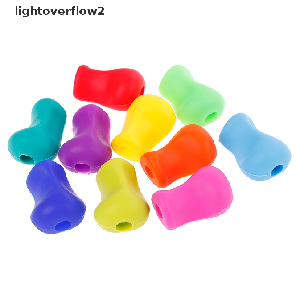 (lightoverflow2) 4 / 10pcs Alat Bantu Menulis Pensil Bahan Karet Lembut Untuk Anak