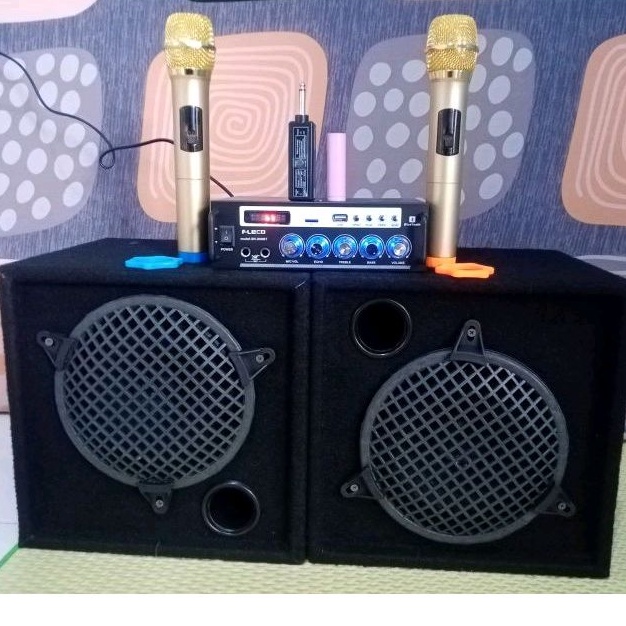 SET SPEAKER LOKAL KARAOKE LENGKAP BLUETOOTH & KARAOKE UKURAN  8Inch x 2SPEAKER