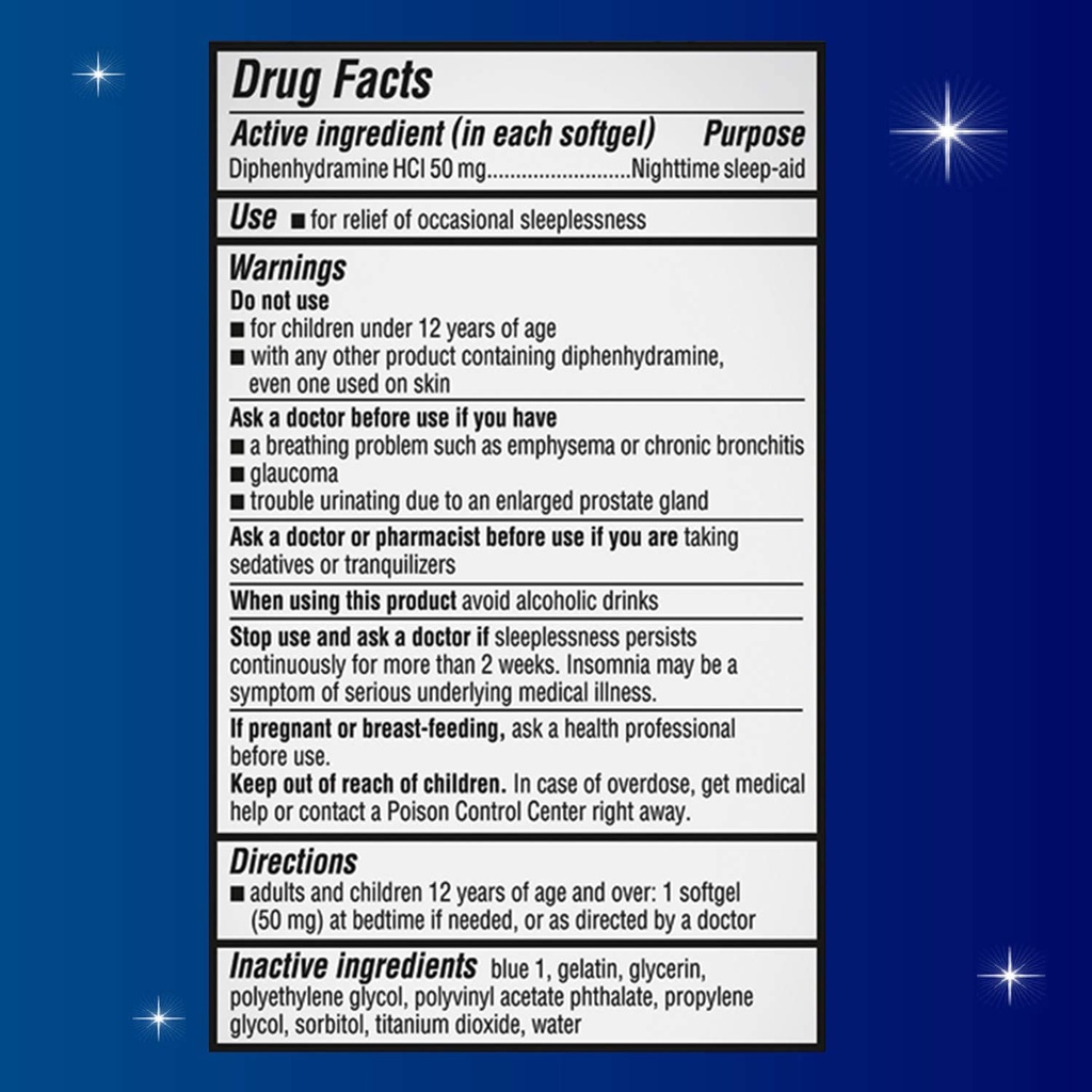 Unisom SleepTabs SleepGels Sleep Aid Diphenhydramine Insomnia USA