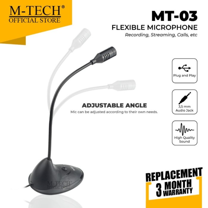 M-Tech Original Mic Microphone MT-03 Stand Jack 3.5mm