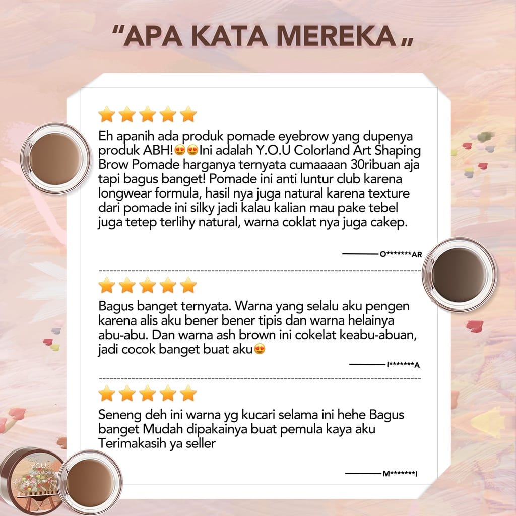 `ღ´ PHINKL `ღ´ Y.O.U COLORLAND brow pomade gel gambar alis bentuk eyebrow