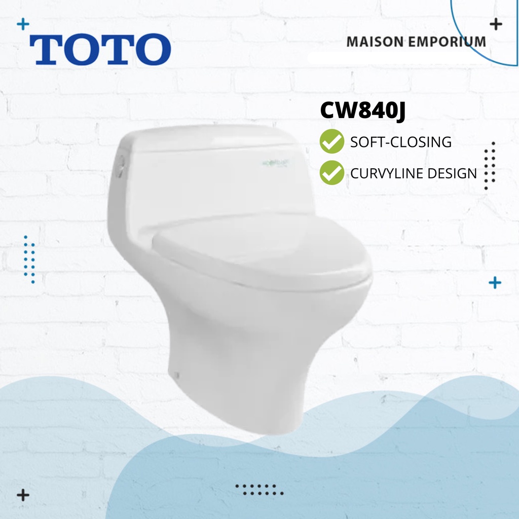 Kloset TOTO CW840J / Kloset Duduk TOTO Monoblok Original 840 / TOTO One Piece Toilet 4.5/3 L Dual Fl