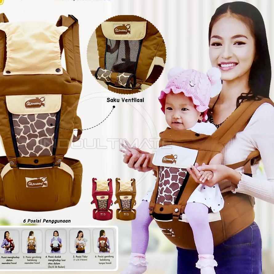 SNOBBY 6in1 Posisi Hipseat Gendongan Duduk + Penutup Kepala Gendongan Depan Gendongan Bayi BY-552 / 