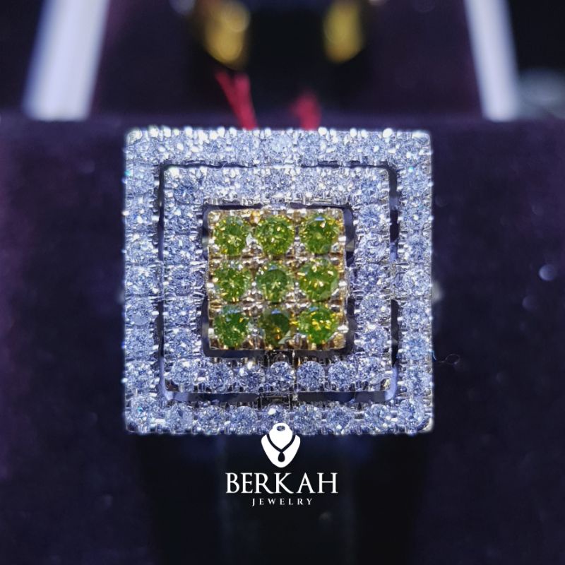 Cincin emas berlian eropa asli dan berlian fancy yellow diamond