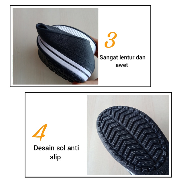 gos ATT ABL 455 Sepatu Karet Wanita Santai Slip On Anti Air Lentur Nyaman Kuat Ringan