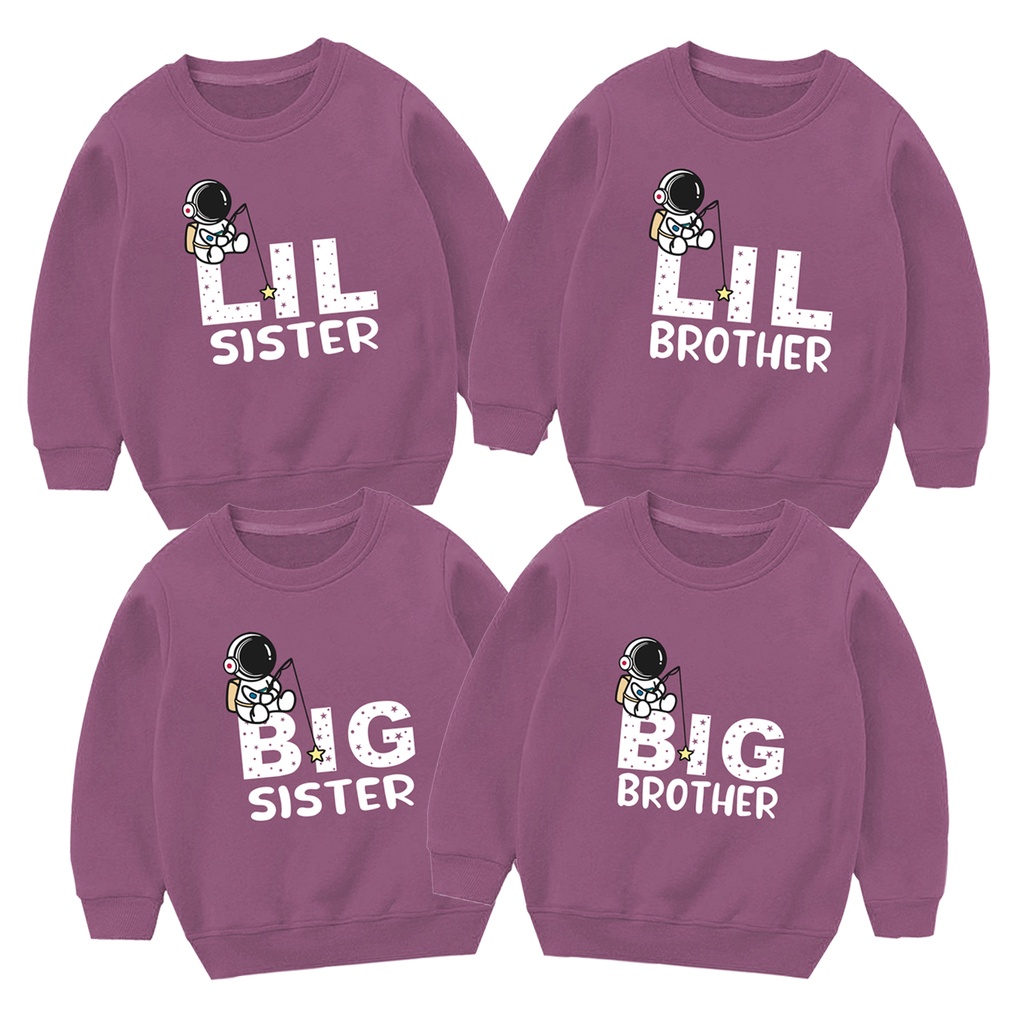 Sweater Anak Sweater Couple Anak Astronot Distro 1-10 Tahun Laki Laki Perempuan Unisex Sibling tee Series kaos bro sis kaos brother sister Lil Sister Big Sister Lil Brother Big Brother Family Couple  Kaos Termurah Kualitas Premium - Kaos Polos Senja