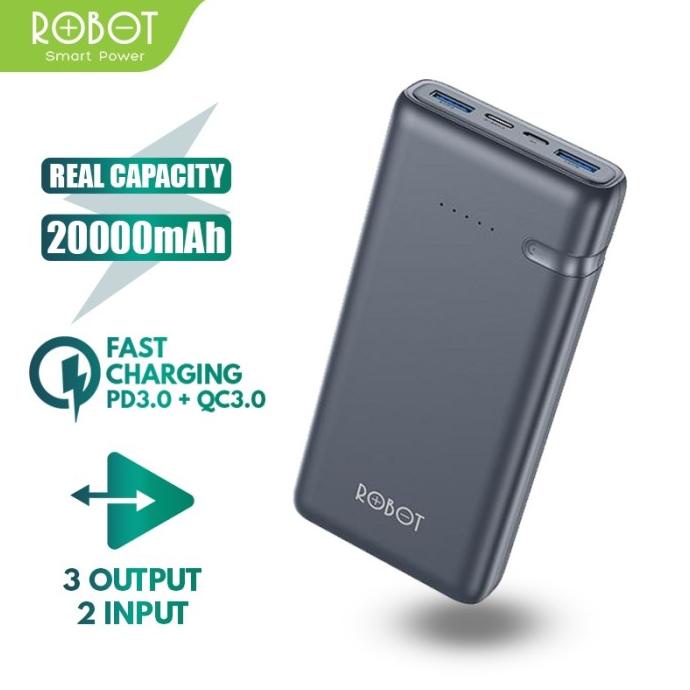 POWERBANK ROBOT 20000MAH RT21 2.4A DUAL INPUT PORT TYPE C & MICRO USB GFHT64769FR