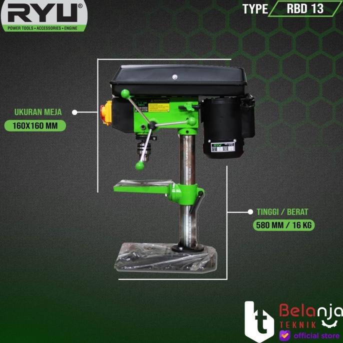 New Ryu Mesin Bor Duduk 13 Mm Bench Drill Rbd 13 Rbd13 350 Watt