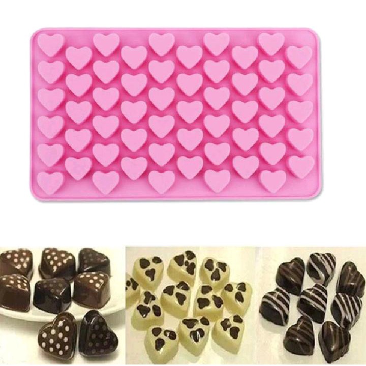 Cetakan Silikon Love Mini 55 Lubang Cetakan Es Batu Ice Cube Tray Mold Love Mini Cetakan Coklat Jelly Pudding Lucu