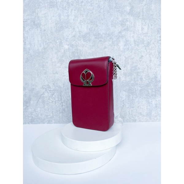 KATE SPADE NICOLA TWISTLOCK PHONE CROSSBODY IN REDWINE