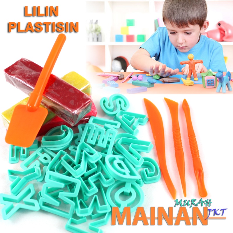 MAINANKEI MAINAN ANAK MURAH MAINAN LILIN CETAK WARNA - WARNI SS1315 MAINAN ANAK LILIN PLASTISIN CETAK ALFABET BONUS PISAU