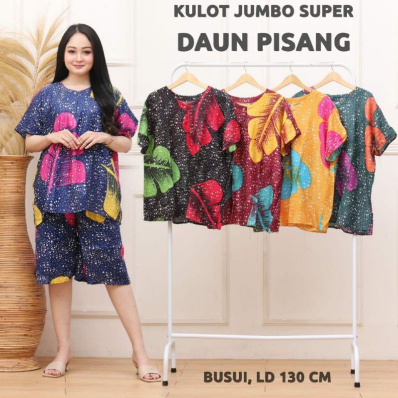 Setelan Celana pendek Kulot jumbo 177.500 dapat 5 motif bahan rayon dada kancing.