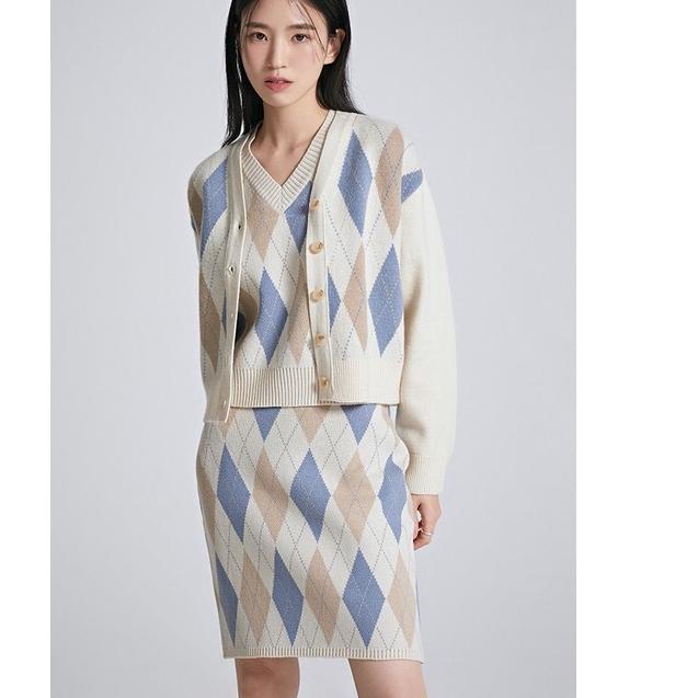 Murah Good Day Argyle Wool Cardigan