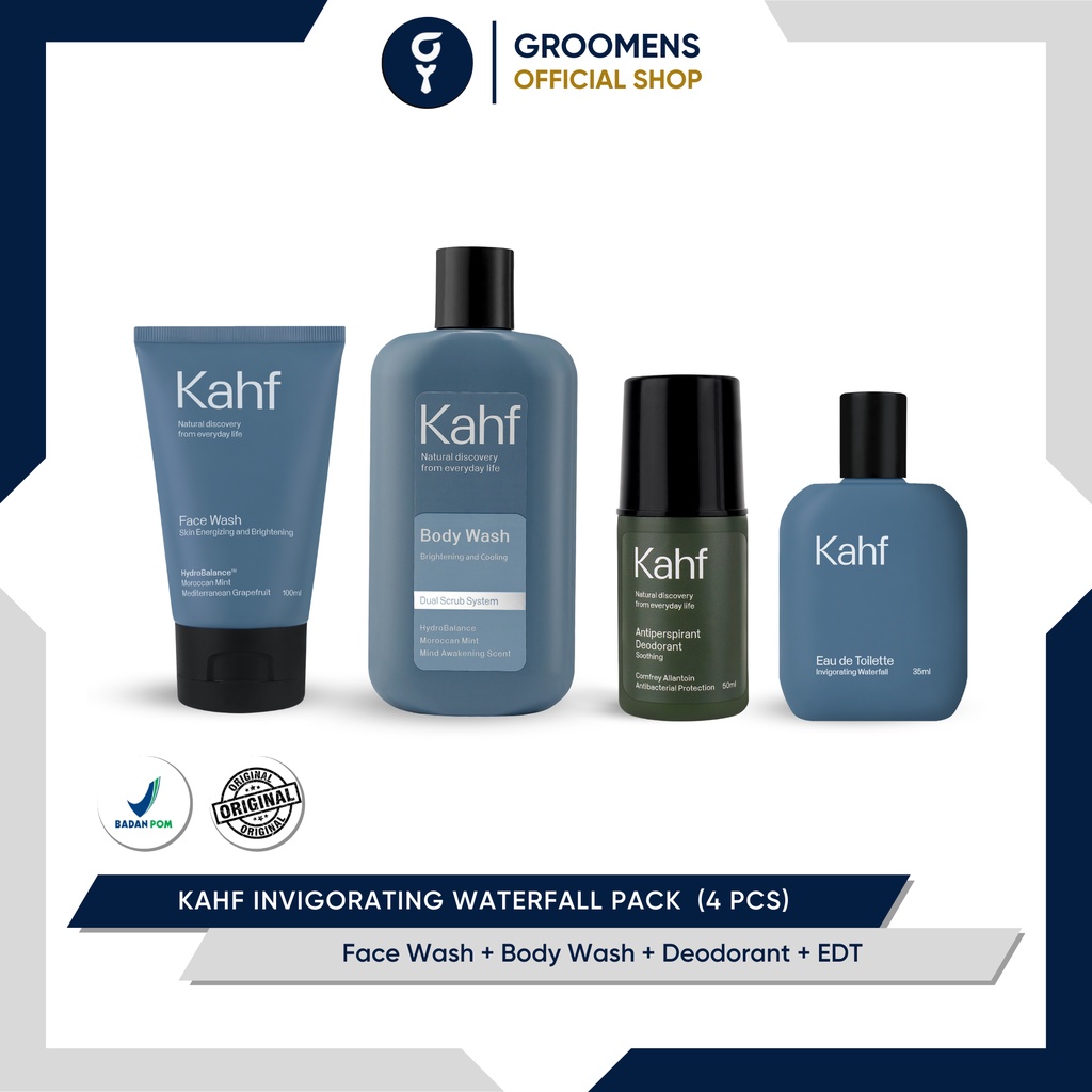 Kahf Invigorating Waterfall Pack - Face Wash, Body Wash, Deo, &amp; EDT (4 pcs)