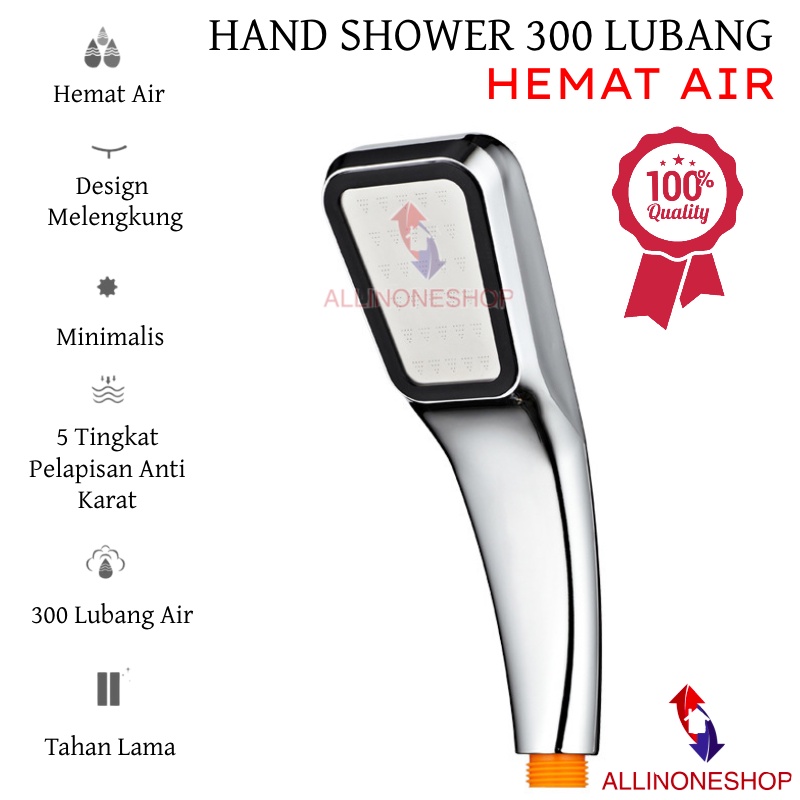 KEPALA SHOWER MANDI 300 LUBANG HEAD PANCURAN AIR TEKANAN TINGGI AERATOR KAMAR FILTER SELANG KENCANG / HAND SHOWER