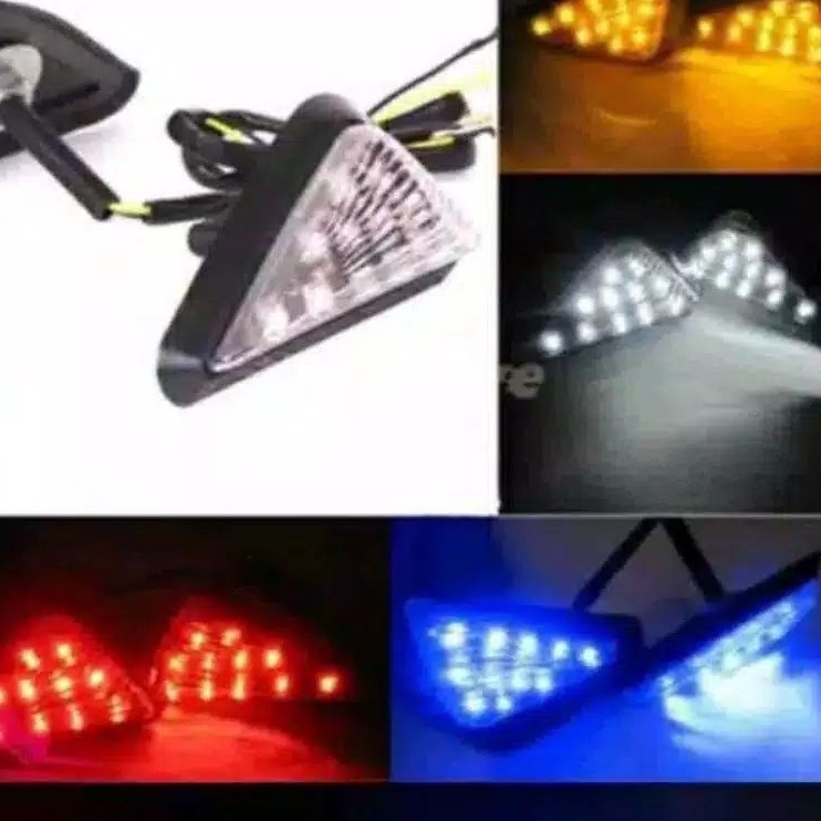 sepasang LAMPU SEN VERING NINJA R15 GSX CBR LAMPU SEN TEMPEL SEGITIGA universal