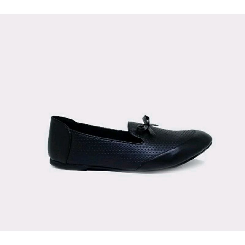 Sepatu Flatshoes Pita Kulit Ukuran Besar 41.45 Flat Wanita BIG size JUMBO Hitam Formal / Sepatu Kerja Sekolah Oversize