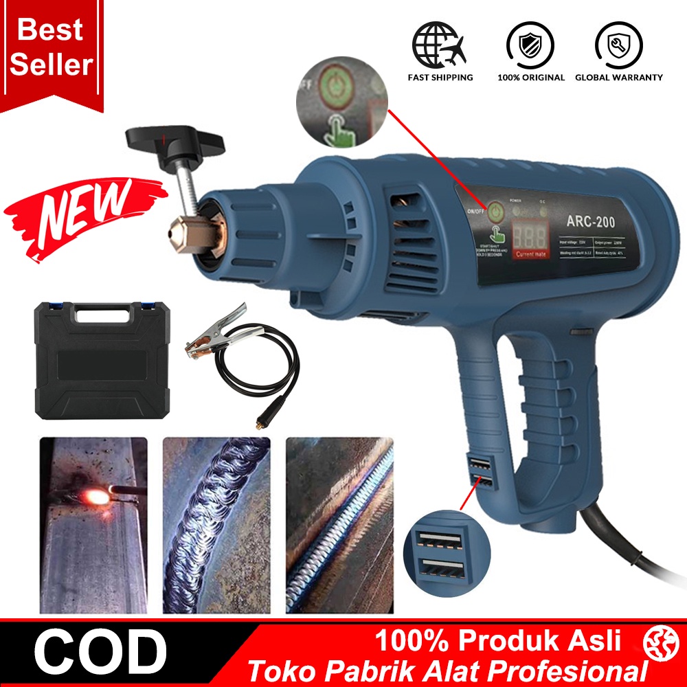 【Pengiriman dalam waktu 24 jam】Mesin Las Listrik Genggam Portabel 220 V 3000W, Mesin Las Pintar Digital Otomatis Rumah, Tombol Penyesuaian Dorong Arus Cocok untuk Elektroda 2.5/3.2Mm Ketebalan Pengelasan 2 ~ 14Mm