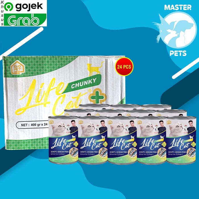 GOSEND Makanan Kucing Life cat Plus Wet Food Kaleng Dus 24Pcs 400gr