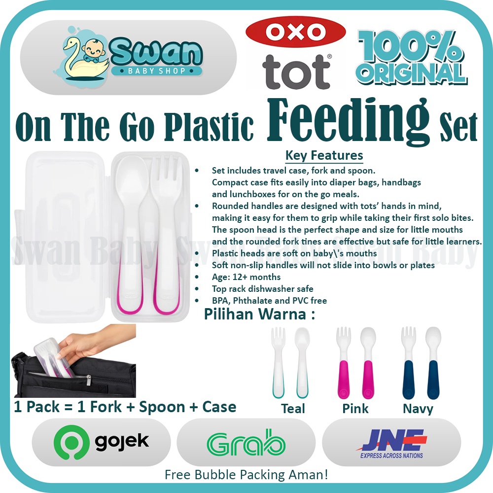 OXO Tot On the Go Plastic Fork &amp; Spoon Set with Travel Case