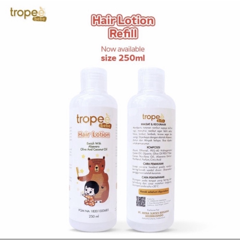 Jual Tropee Bebe Hair Lotion 250 ml Shopee Indonesia