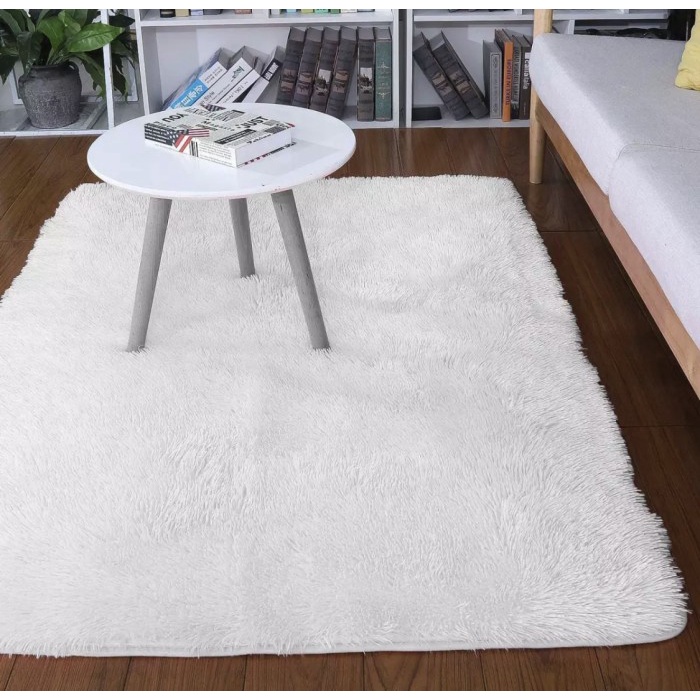 KARPET BULU Karpet Bulu Ukuran 150x100cm Tebal 2cm + Alas Bintik Super ( Putih ) rasfur tebal kamar 