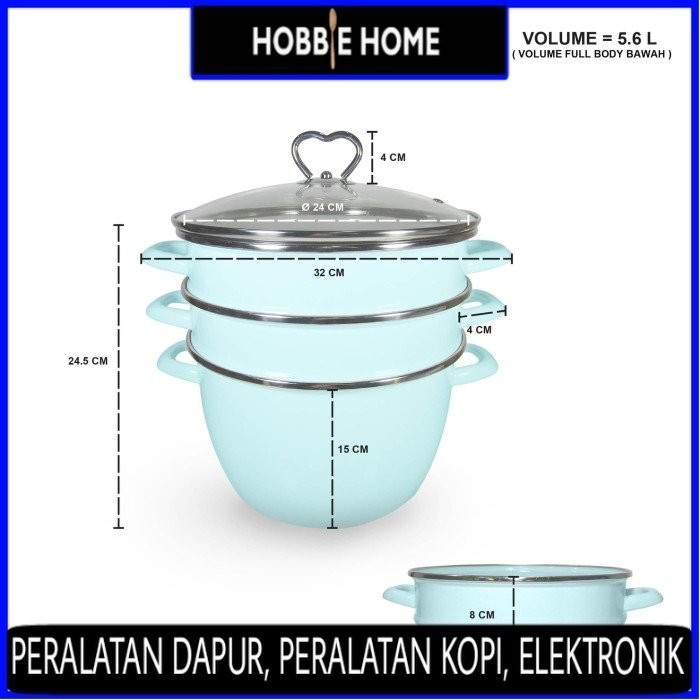 Chefina Panci Enamel Bonanza Multifunction With Fryer 24 cm