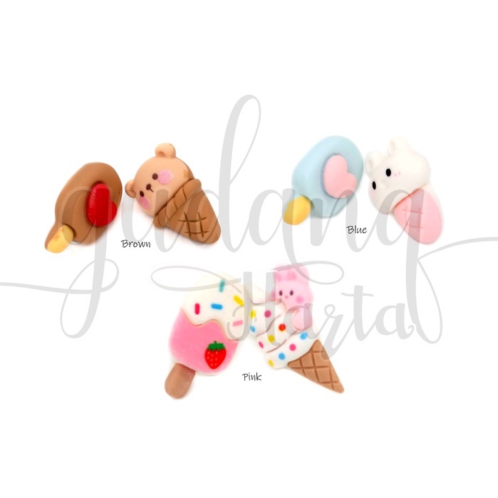 Anting Stud Wanita Animal One Ice Cream Earrings Motif Ice Cream Bear Stick GH 203473