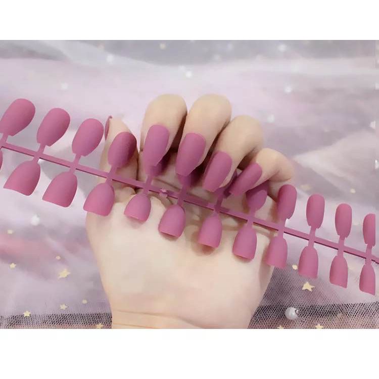 Raka Acc - 24pcs Kuku Palsu Matte Kuku Palsu Panjang False Nail Art tips Matte Nude Coffin Ballerina Drop shaped Press On Fake full cover Fingernail