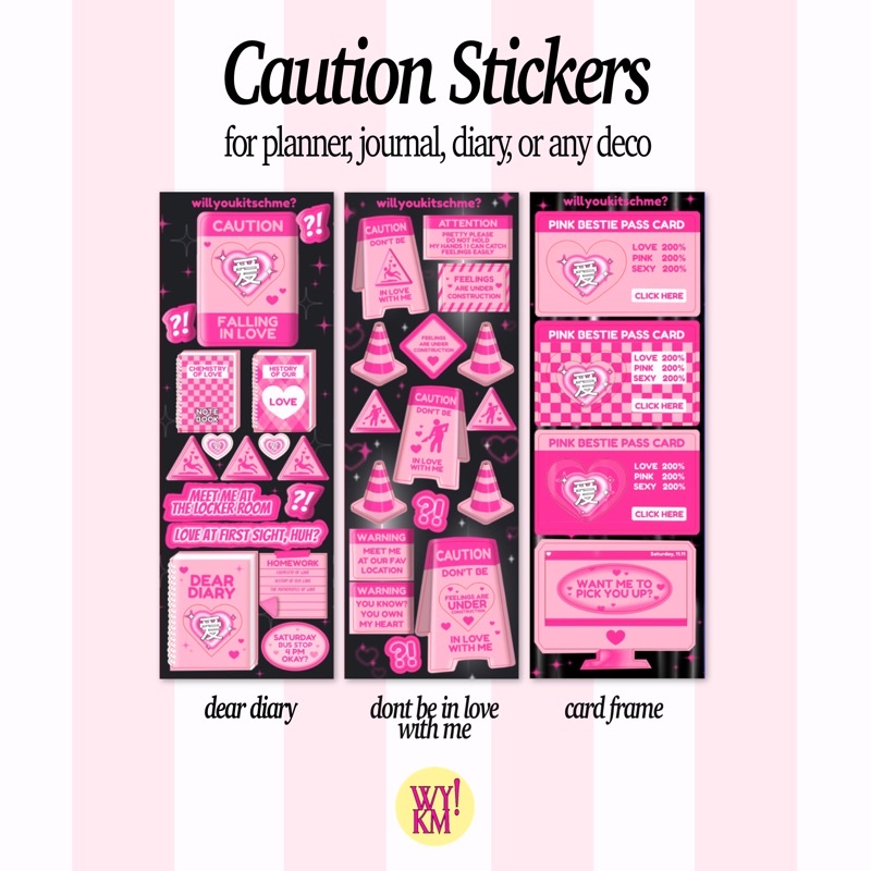 

[willyoukitschme] Caution Frame Sticker / Planner Journal Toploader Polco Sticker