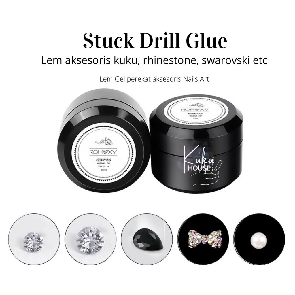 Lem aksesoris kuku / Lem gel bening utk melekatkan hiasan nail art (stuck drill glue) Nail acc glue stuck drill glue lem swarovski aksesoris