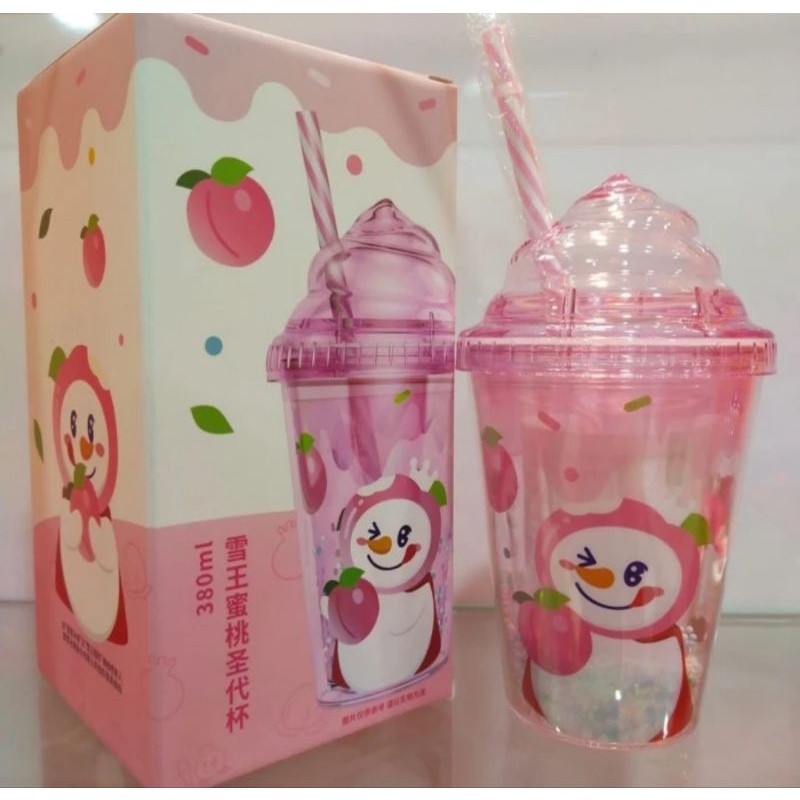 BOTOL TUMBLR SNOW KING MIXUE SEDOTAN PINK