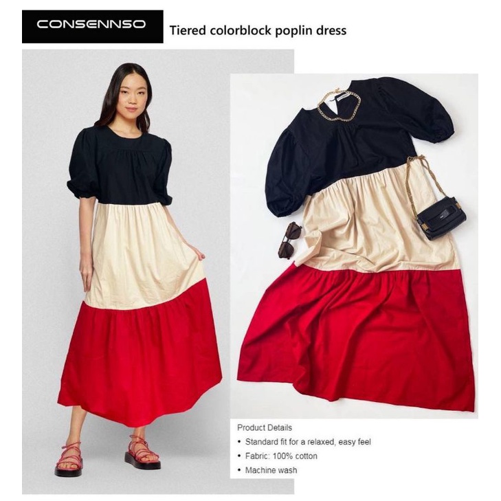 Consennso tiered colorbox poplin maxy dress