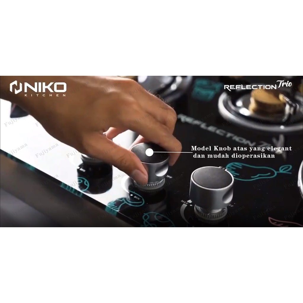 （NIKO KOMPOR TANAM）Murah Kompor Gas Kaca 3 Tungku - NIKO Reflection （TRIO PRO）