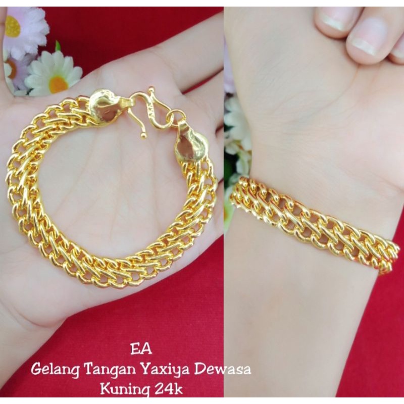 gelang rantai rangkap lapis emas 24k