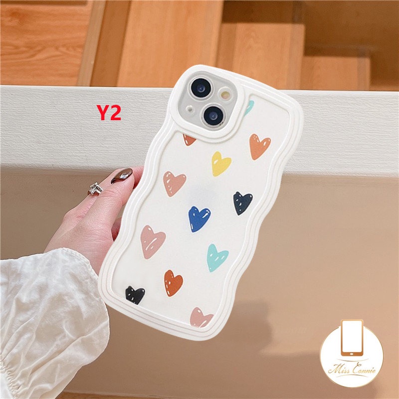 Redmi 12C 9T 9A 10A 9 10 9C NFC 10C A1 A1+11T Redmi Note10 Note 11 Pro+11s Note10s Note9 9Pro Note8 Note 10 Pro Max Plus Motif Kartun Lucu Love Hati Shockproof Wavy Edge Soft Cover