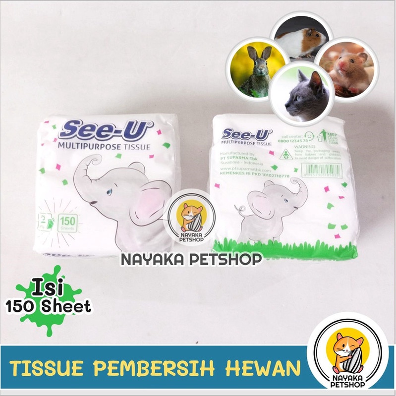 Tissue Hewan 150 Sheet Tisu Pembersih Kotoran Mata Telinga Luka Kucing Anjing Hamster Kelinci