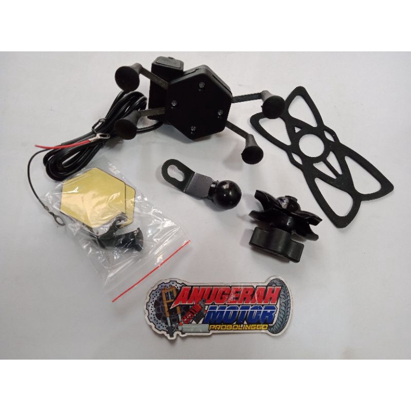 Holder Hp + charger usb Universal, tempat hp charger usb Universal. Holder Handphone charger usb