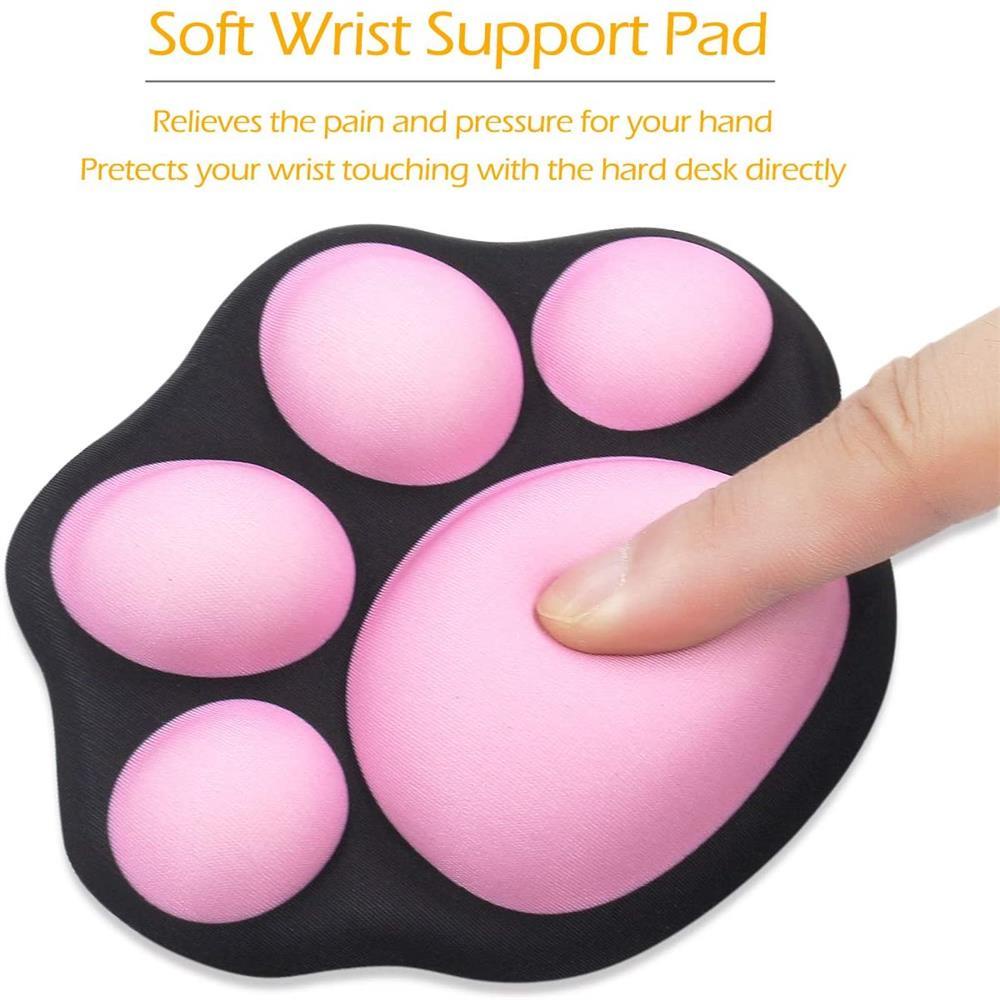 Mouse Pad Dengan Bantalan Pergelangan Tangan Bahan Karet Anti Slip Motif Telapak Kaki Kucing