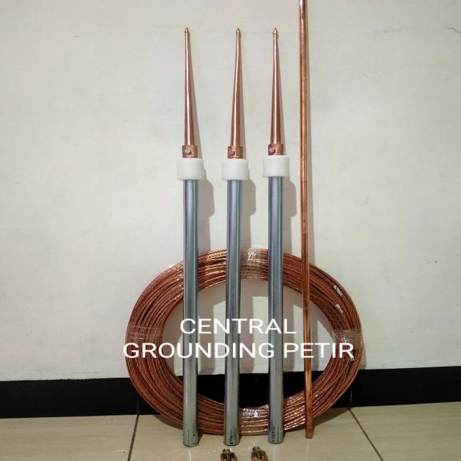 Penangkal Petir 3 Tombak Atas + 40M Kabel Anti Petir Tinggal Pasang