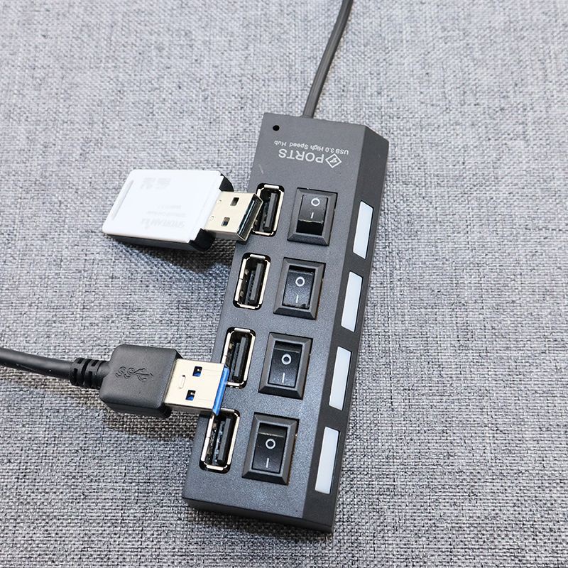 USB Hub Saklar 4 Port On Off High speed - Sambungan USB Extension 4 Port Switch LED USB Extention