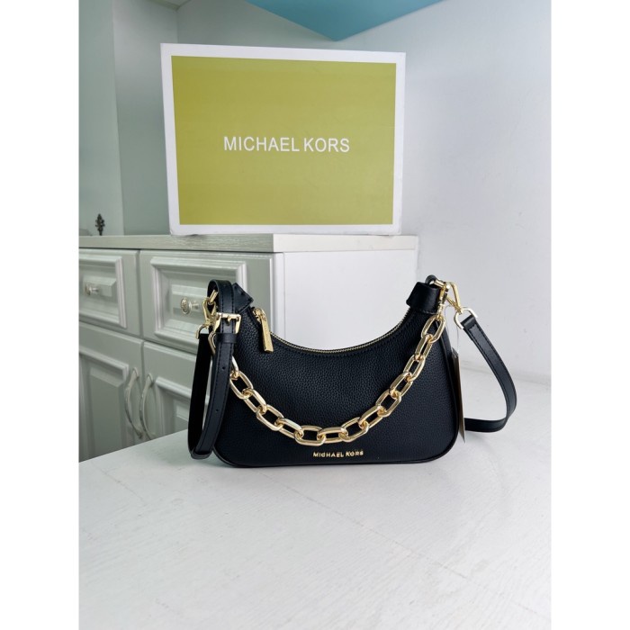 Michael Kors Cora Leather Large Zip Pouchette - pure black