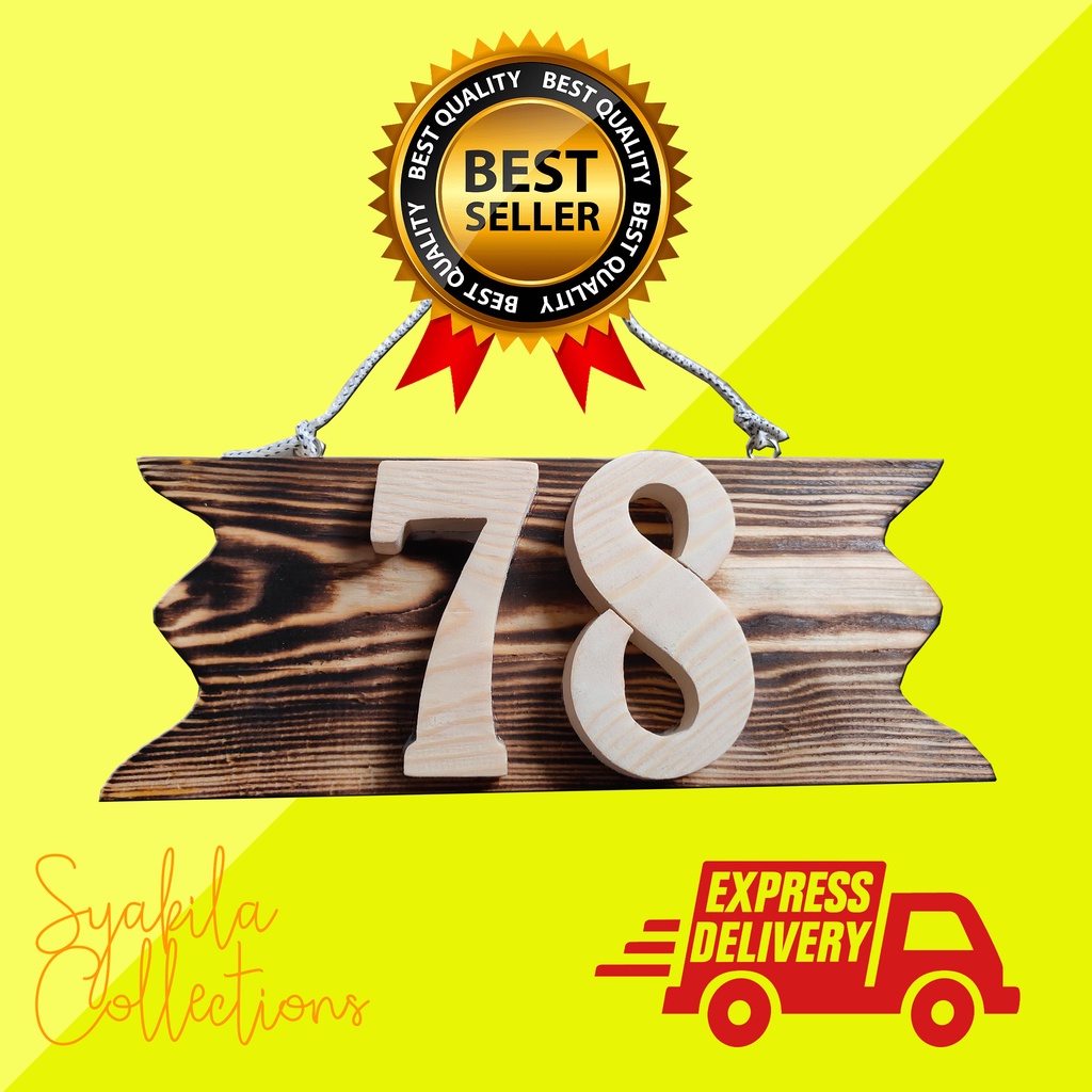 nomor rumah kayu murah 1 sampai 4 huruf angka dari kayu jati belanda