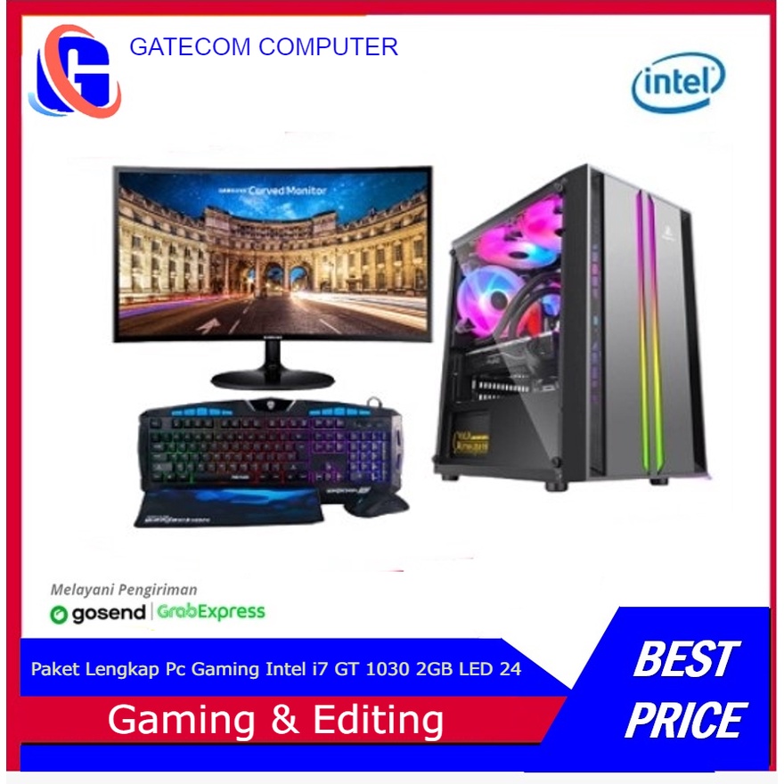 Paket Lengkap Pc Gaming Intel i7 / GT 1030 2GB / DDR 8GB / LED 24