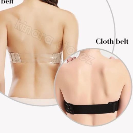 tali belakang bra seamless pesta strapless transparan - Hitam