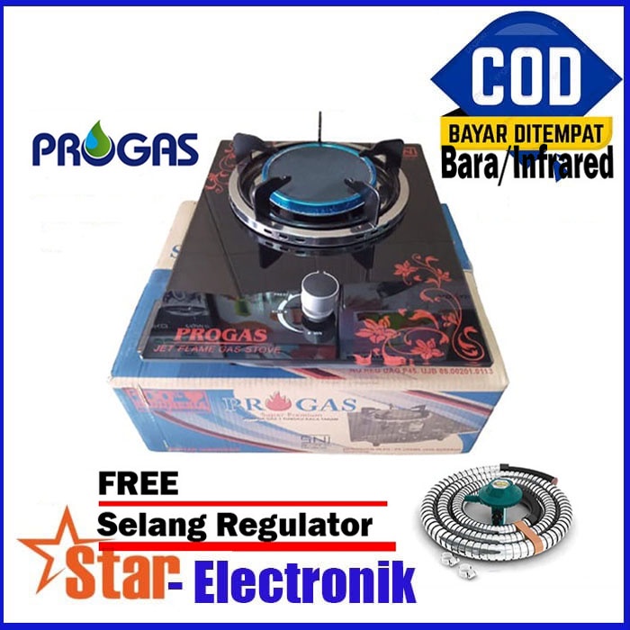 KOMPOR GAS KACA PROGAS 1 TUNGKU KOMPOR KACA BARA/INFRARED