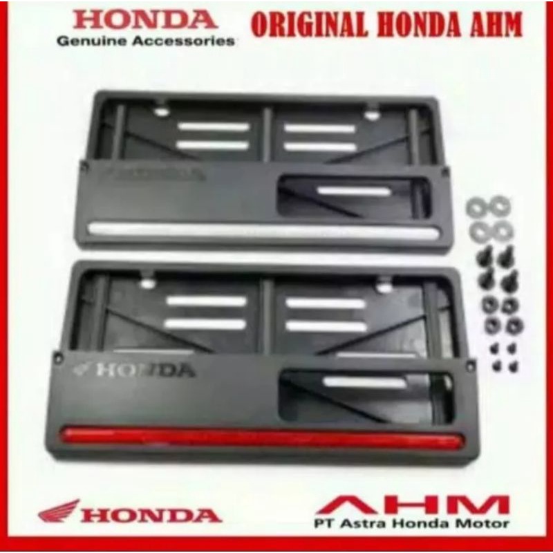 Tempat Cover Dudukan Plat Nomor Motor Honda Original AHM List Merah Putih Terlaris..!!