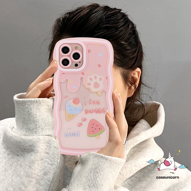 Casing Beruang Lucu Redmi 9T 12C 10 9 9A 10A 9C NFC Redmi Note10 11 10s 8 9 11s 10Pro 9pro 9s 11pro+POCO X3 NFC Pro M3 Mi 11T Pro Kartun Ice Cream Strawberry Wavy Edge Soft Casing TPU