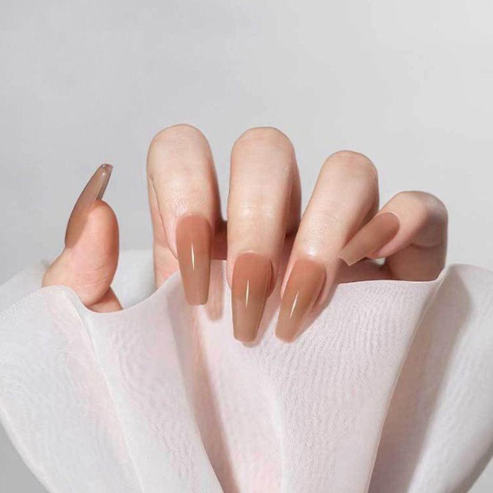 AUGUSTINA Agustinina Tips Kuku Palsu Buatan 50 Pcs Tahan Lama Peti Mati Almond DIY UV Gel Cepat Bangunan Cetakan Tekan Pada Alat Nail Art