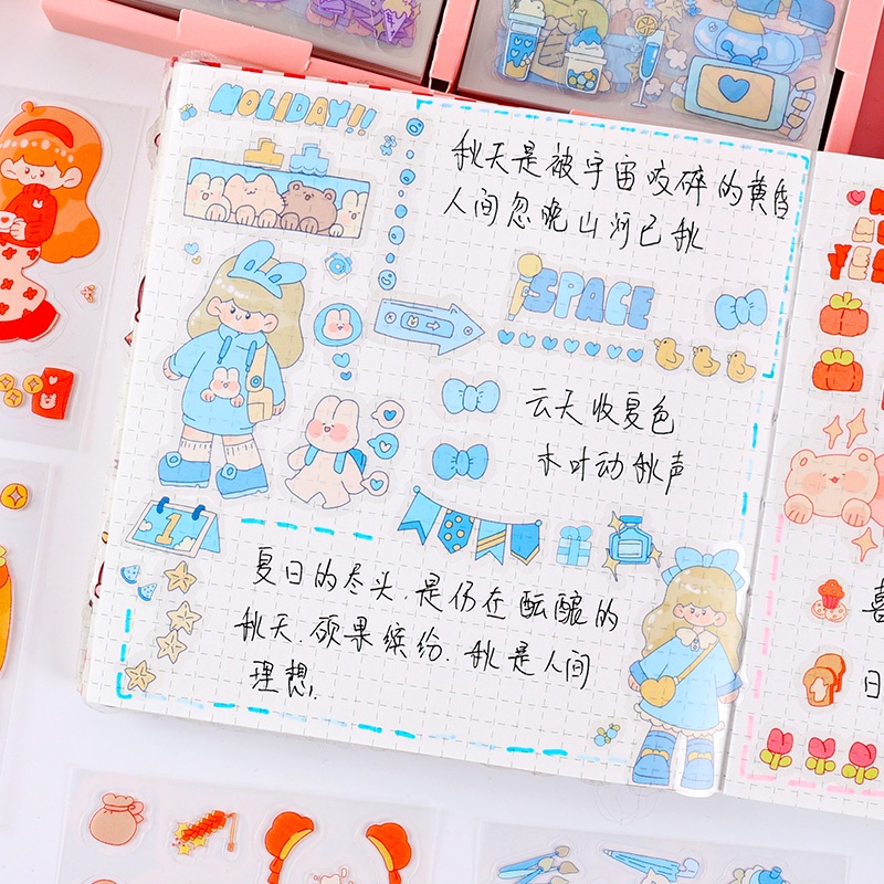 100 Lembar Stiker Motif Kartun Perempuan Tahan Air Untuk Dekorasi